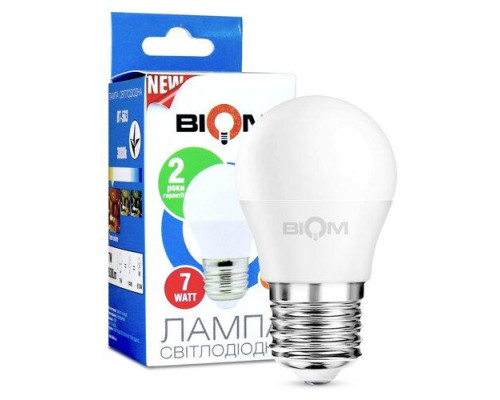 Свiтлодiодна лампа Biom BT-563 G45 7W E27 3000К матова