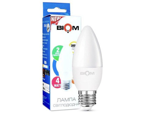 Свiтлодiодна лампа Biom BT-547 C37 4W E27 3000К матова