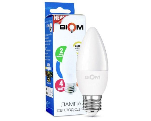 Свiтлодiодна лампа Biom BT-548 C37 4W E27 4500К матова