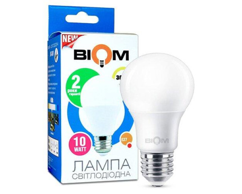 Свiтлодiодна лампа Biom BT-509 A60 10W E27 3000К матова