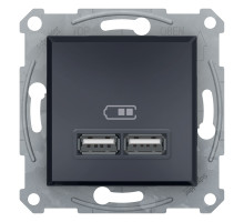 USB Розетка 2,1A Антрацит Asfora