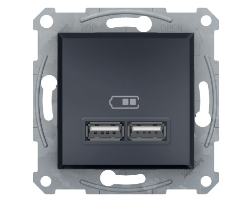USB Розетка 2,1A Антрацит Asfora