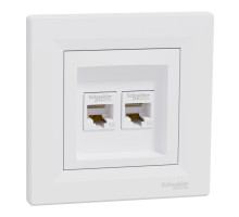 Розетка Комп'ютерна RJ45 UTP Кат. 5Е подвійна Біла Asfora