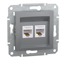Розетка Комп'ютерна RJ45 UTP Кат. 5Е подвійна Asfora Сталь