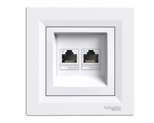 Розетка Комп'ютерна RJ45 UTP Кат.6 подвійна Біла Asfora