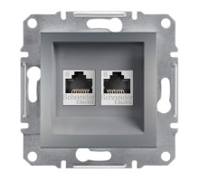 Розетка Комп'ютерна RJ45 UTP Кат.6 подвійна Asfora Сталь