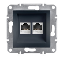 Розетка Комп'ютерна RJ45 UTP Кат.6 подвійна Asfora Антрацит