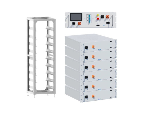 Комплект высоковольтных аккумуляторов Deye BOS-G 30.72 кВт·ч LiFePO4 (6x BOS-GPack5.1 + BOS-G-PDU2 + стойка 3U-LRACK)