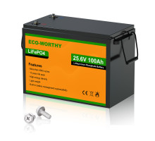 Акумулятор ECO-WORTHY LiFePO4 24 V 100 Ah (2560 Wh) з вбудованим BMS 3000+ циклів