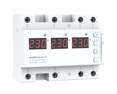 Реле напряжения ZUBR D6-63 red
