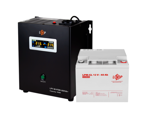 Комплект резервного живлення для котла LogicPower ИБП W500 + гелевая батарея 520W