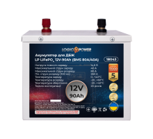 Акумулятор LP LiFePO4 для ДБЖ 12V (12,8V) - 90 Ah (1152Wh) (BMS 80A/40A) металл