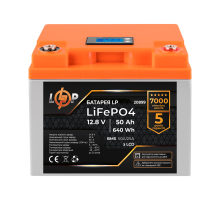 Акумулятор LP LiFePO4 для ДБЖ LCD 12V (12,8V) - 50 Ah (640Ah) (BMS 50A/25A) пластик