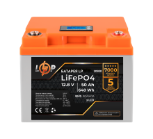 Акумулятор LP LiFePO4 LCD 12V (12,8V) - 50 Ah (640Wh) (BMS 80A/40А) пластик
