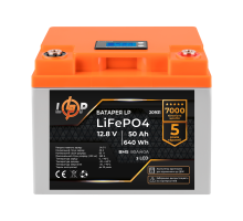 Акумулятор LP LiFePO4 для ДБЖ LCD 12V (12,8) - 50 Ah (640Wh) (BMS 80A/40A) пластик