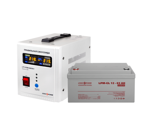 Комплект резервного живлення для котла LogicPower ИБП 500VA + гелевая батарея 900W