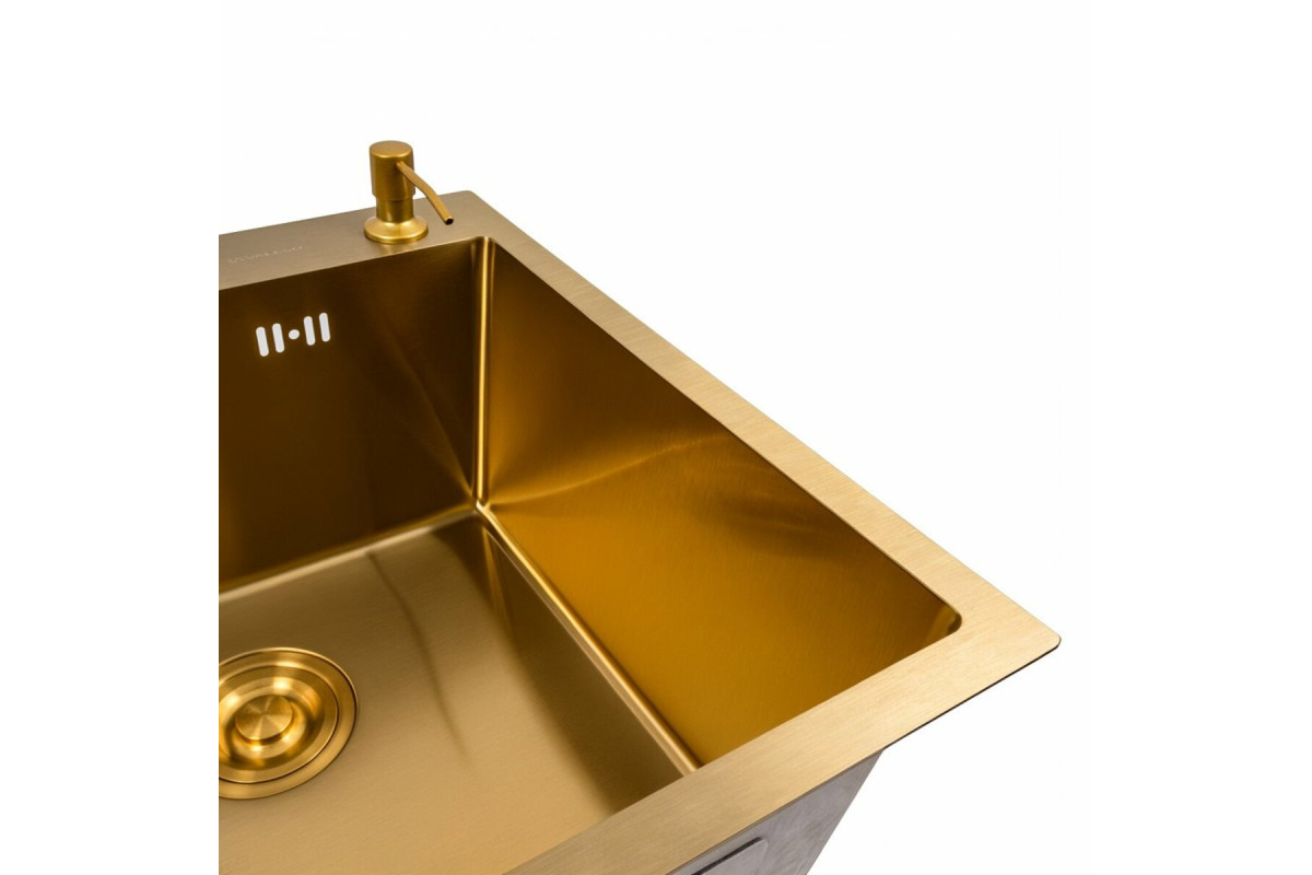 Кухонна мийка PVD Gold Valeso Handmade (сифон круглий, 3,0/0,8)