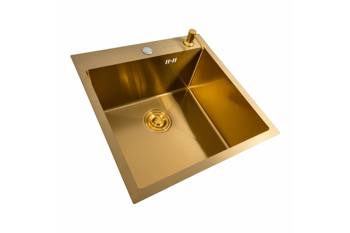 Кухонна мийка PVD Gold Valeso Handmade (сифон круглий, 3,0/0,8)