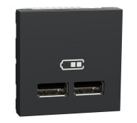 Розетка Usb Подвійна 2.1А 2 Модулі Антрацит